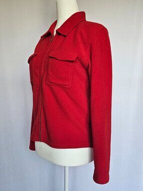Gap Red Fleece Jacket | Full Zip Fall Layering Jacket | Women's XS